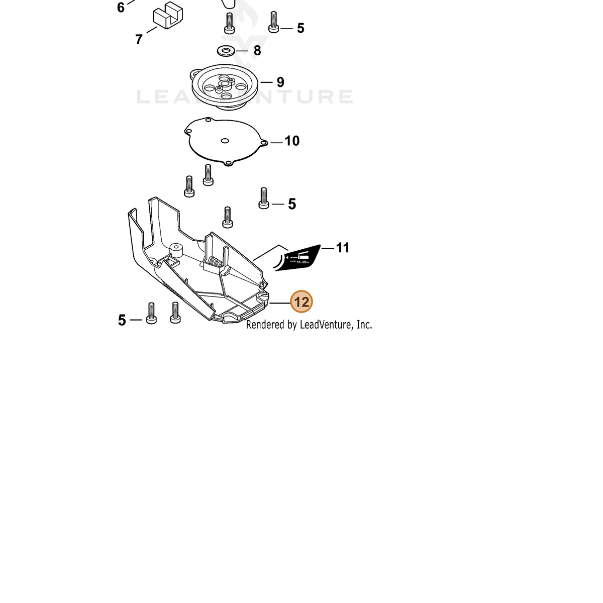ECHO part C539000140 — IPL diagram snippet (6x zoom, amber highlight)