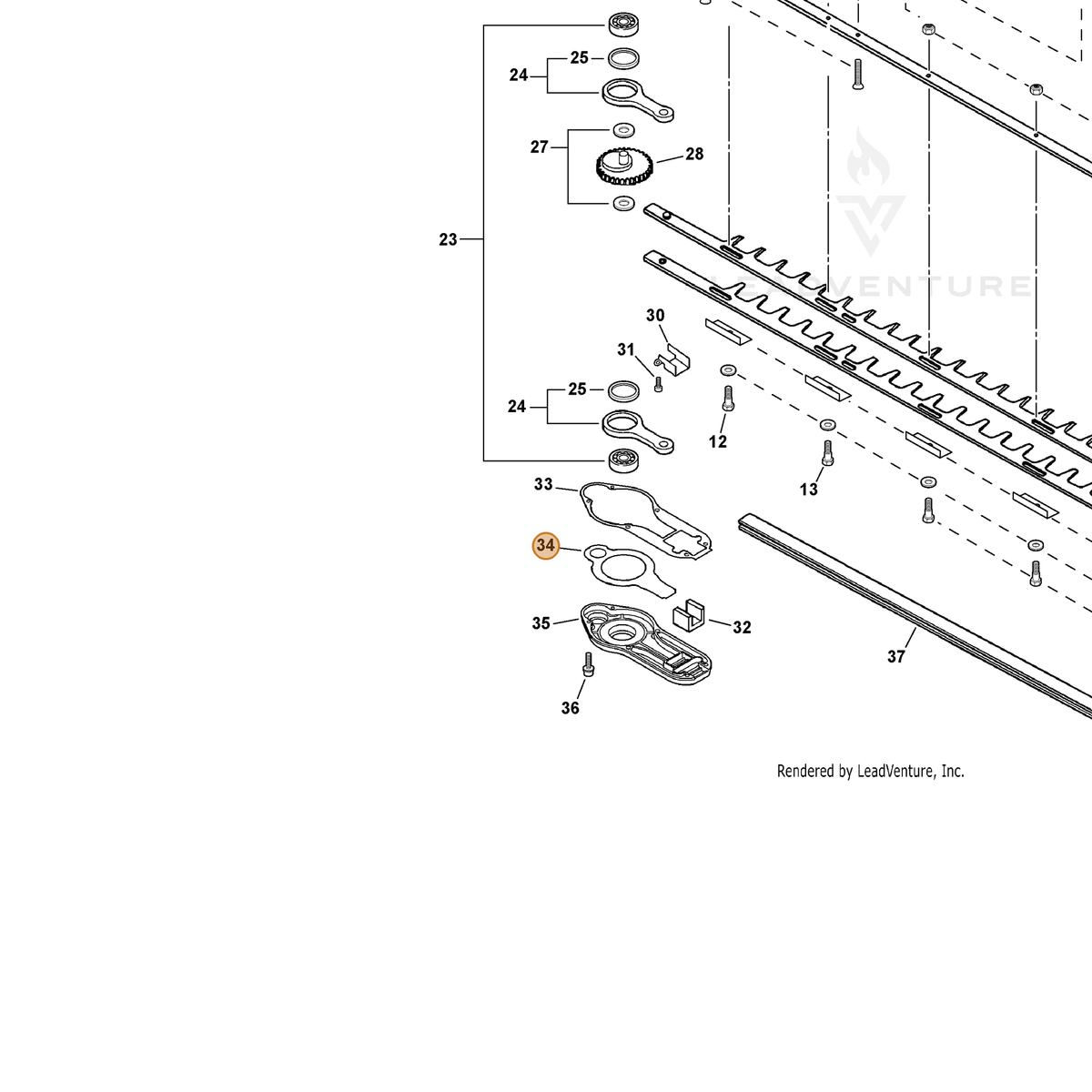 ECHO part C542000020 — IPL diagram snippet (6x zoom, amber highlight)