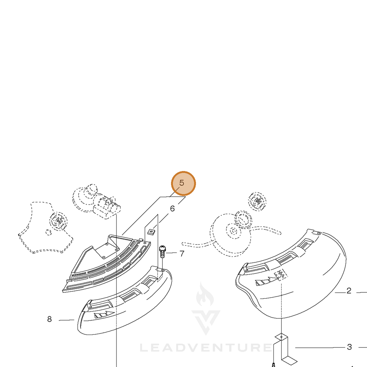 ECHO part C550000102 — IPL diagram snippet (6x zoom, amber highlight)