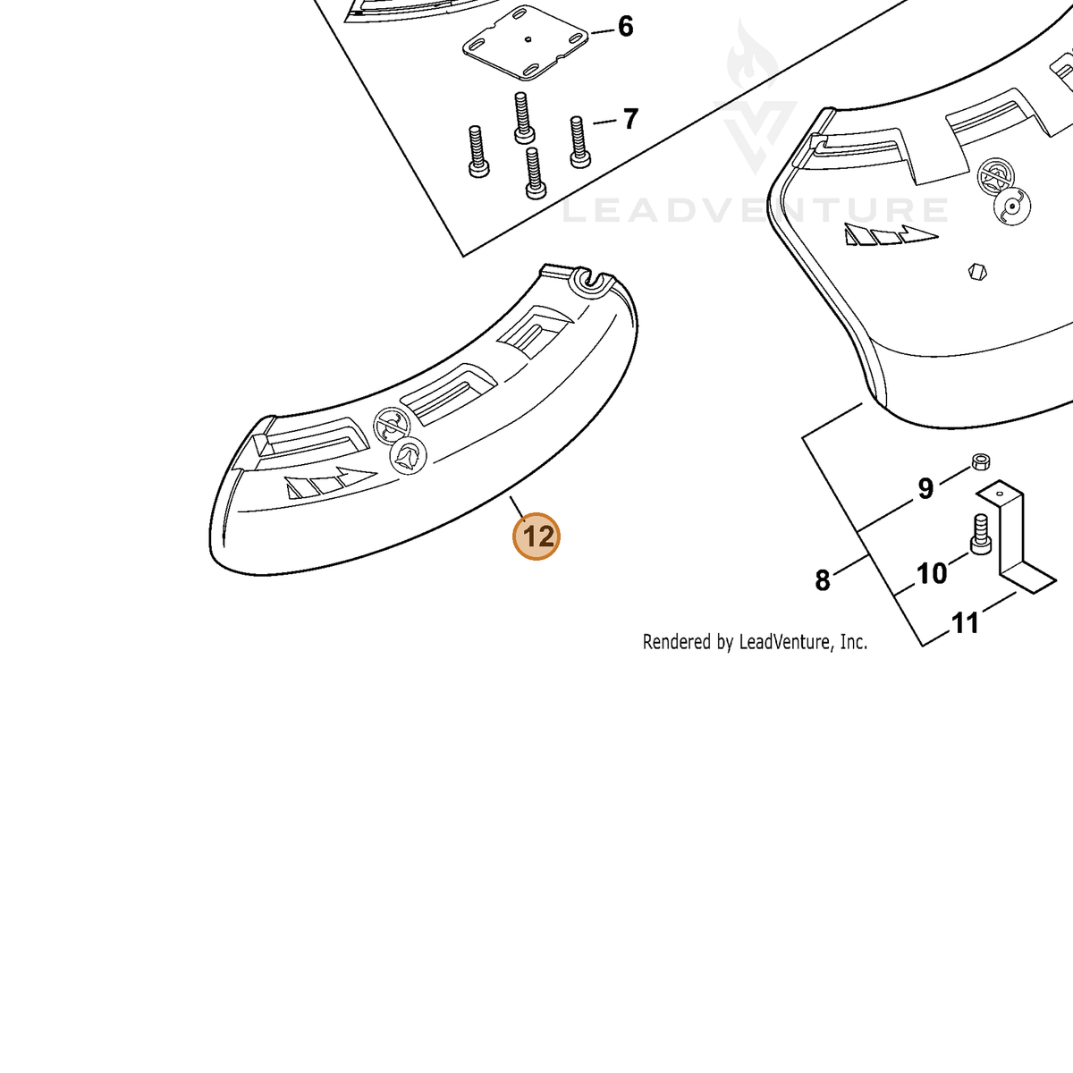 ECHO part C550000551 — IPL diagram snippet (6x zoom, amber highlight)