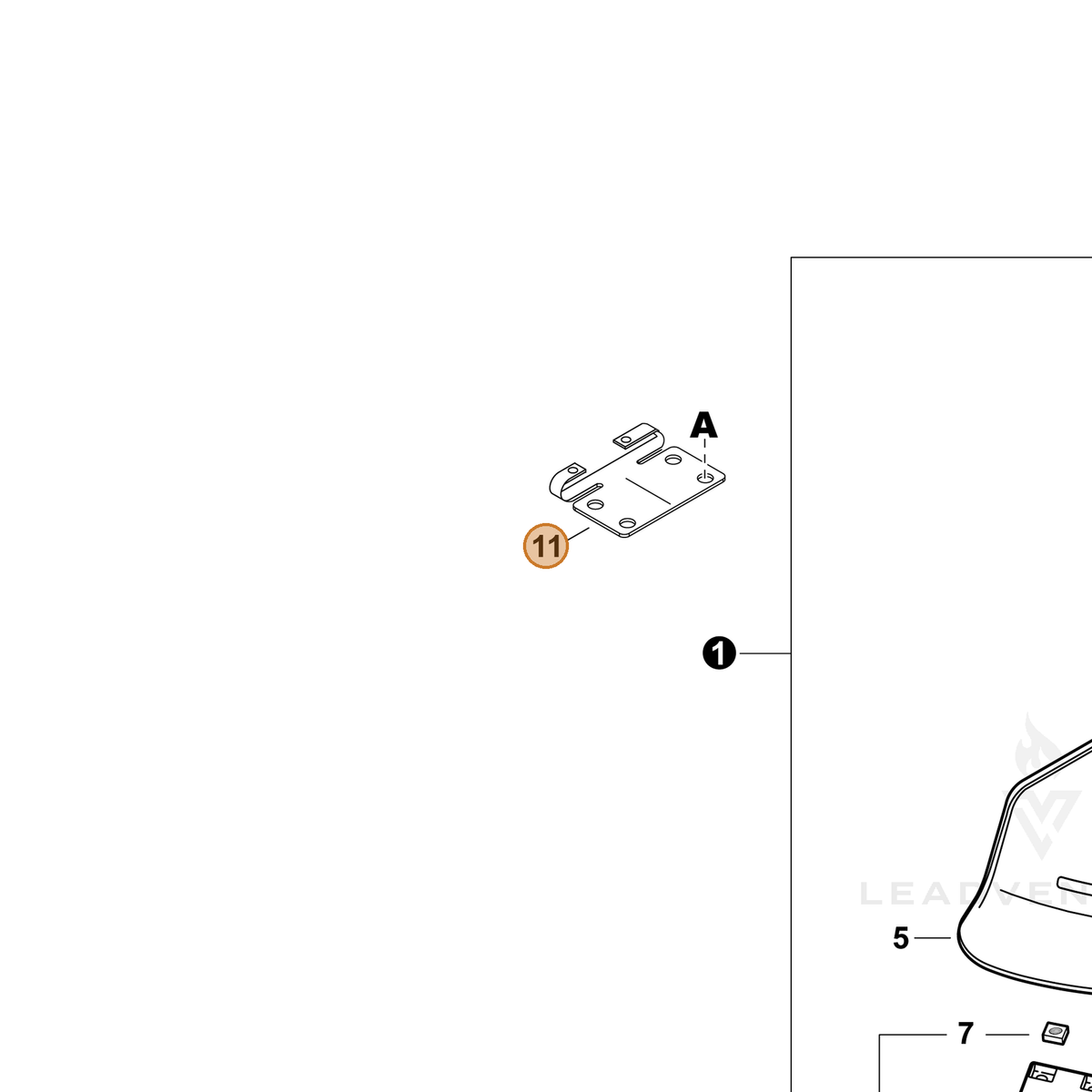 ECHO part C551000170 — IPL diagram snippet (6x zoom, amber highlight)