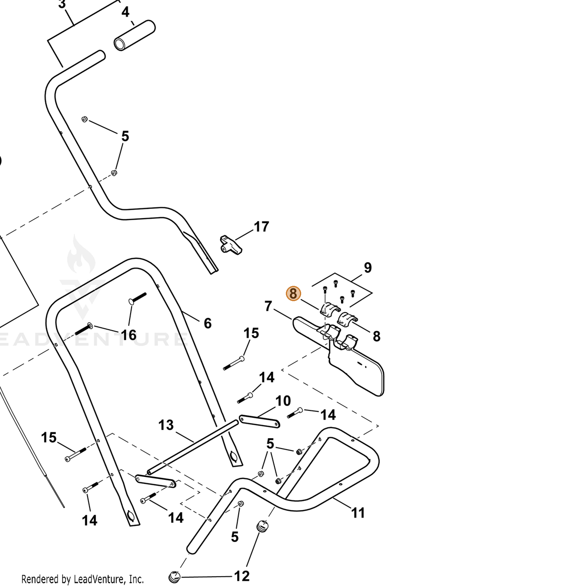 ECHO part C551000230 — IPL diagram snippet (6x zoom, amber highlight)