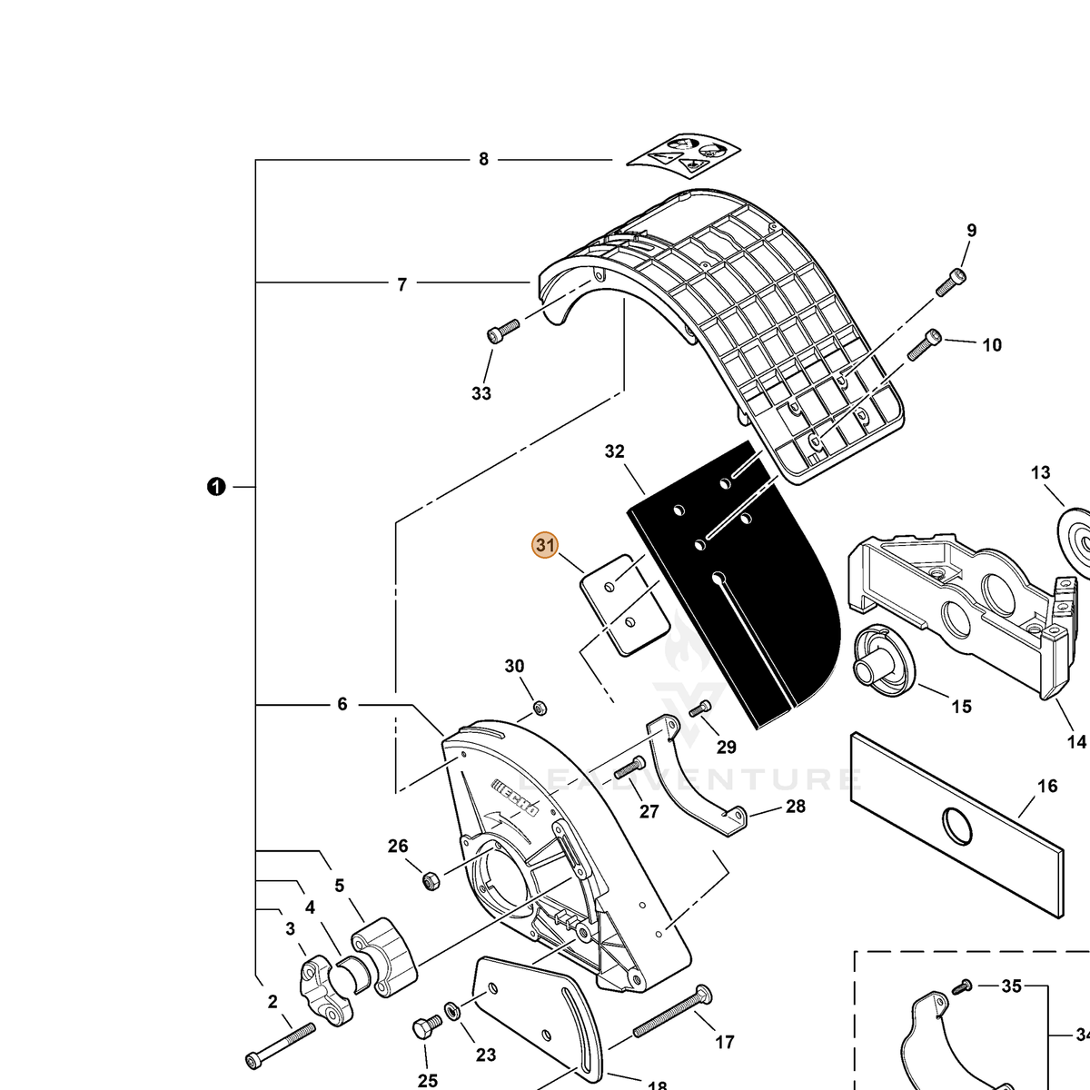 ECHO part C552000120 — IPL diagram snippet (6x zoom, amber highlight)