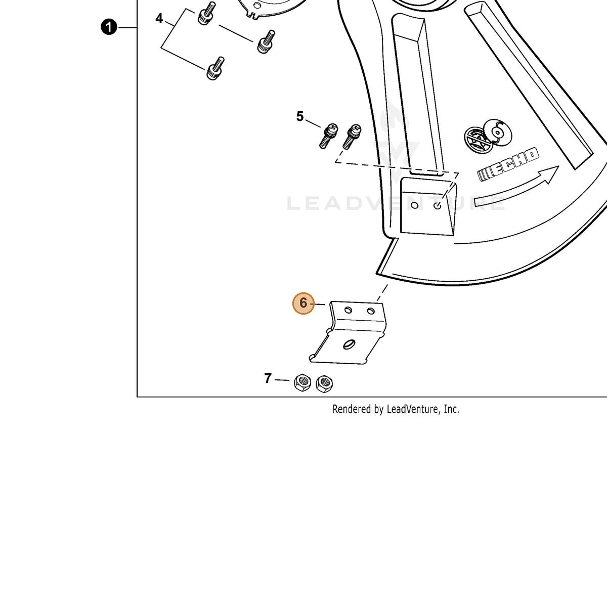 ECHO part C554000021 — IPL diagram snippet (6x zoom, amber highlight)