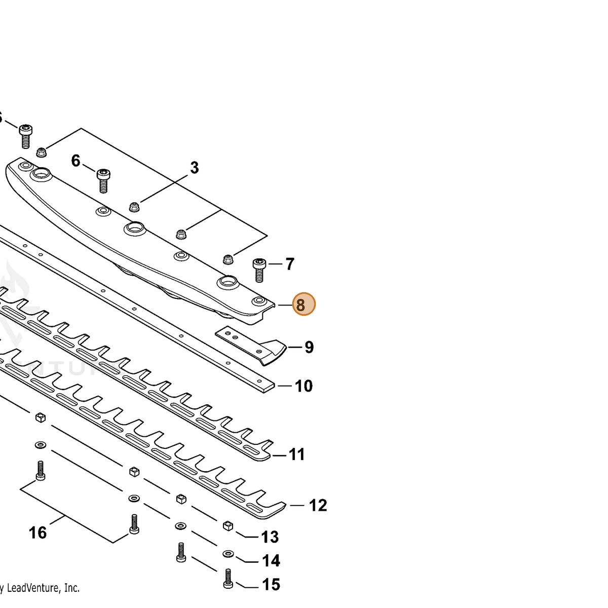 ECHO part C571000010 — IPL diagram snippet (6x zoom, amber highlight)
