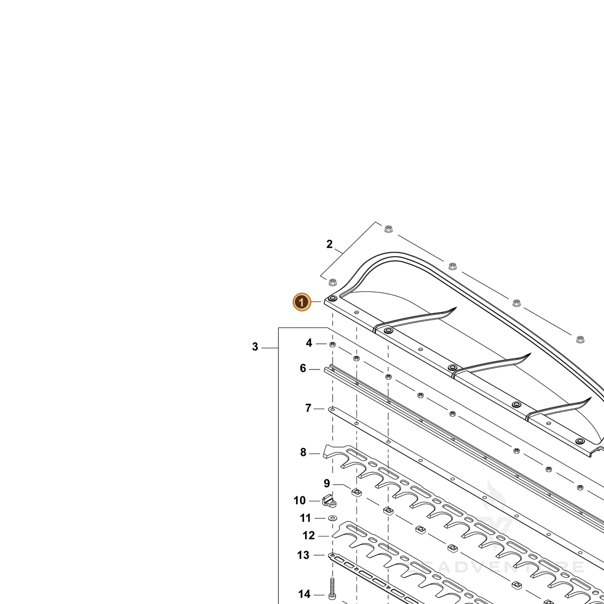 ECHO part C571000130 — IPL diagram snippet (6x zoom, amber highlight)