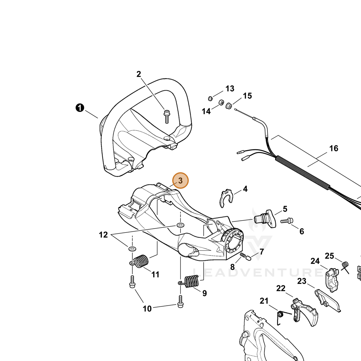 ECHO part C600000860 — IPL diagram snippet (6x zoom, amber highlight)