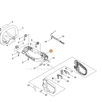 ECHO part C600001590 — IPL diagram snippet (6x zoom, amber highlight)