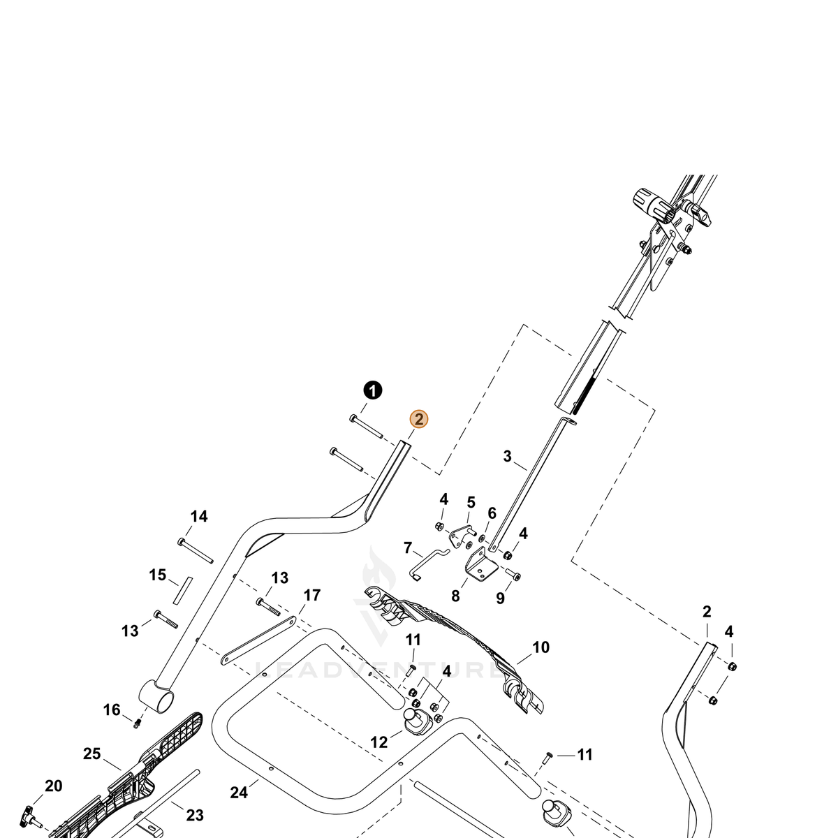 ECHO part C600001980 — IPL diagram snippet (6x zoom, amber highlight)