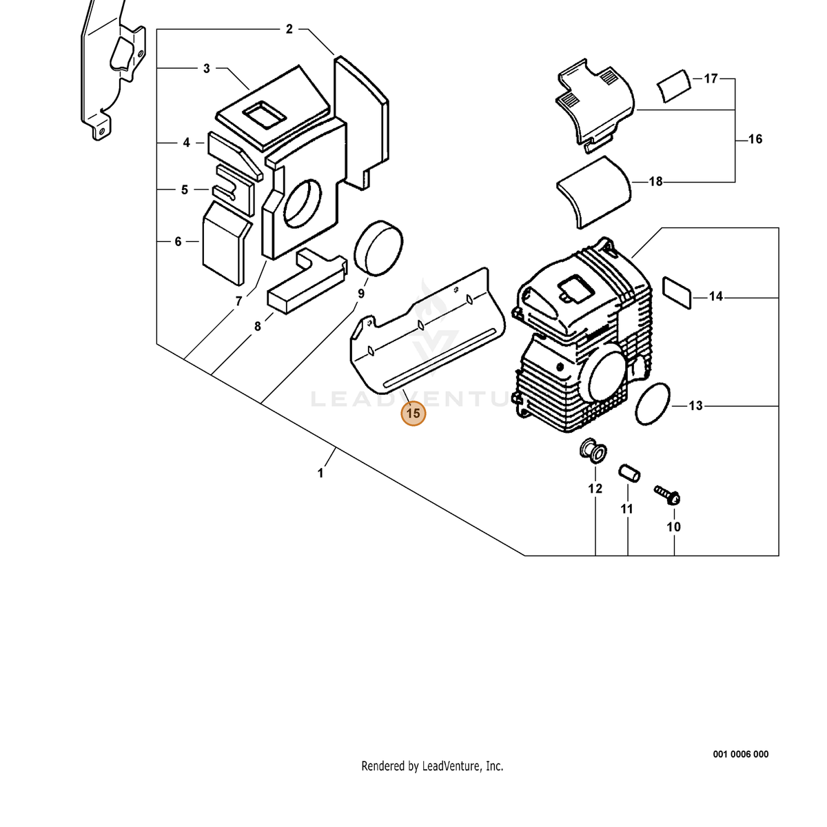 ECHO part C606000010 — IPL diagram snippet (6x zoom, amber highlight)