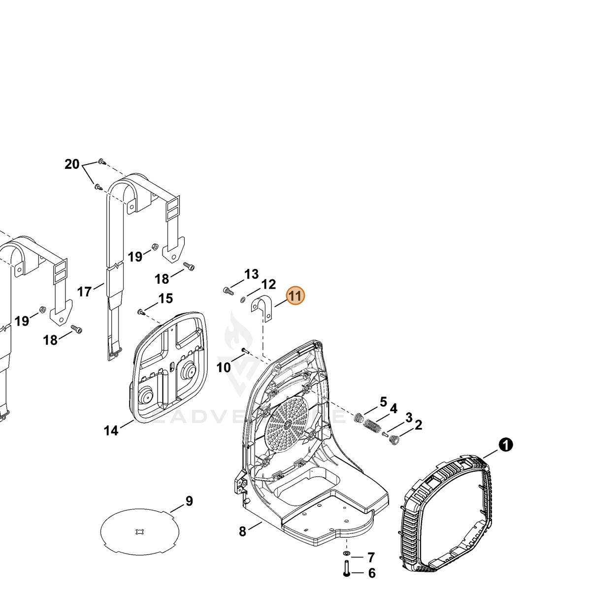 ECHO part C617000380 — IPL diagram snippet (6x zoom, amber highlight)
