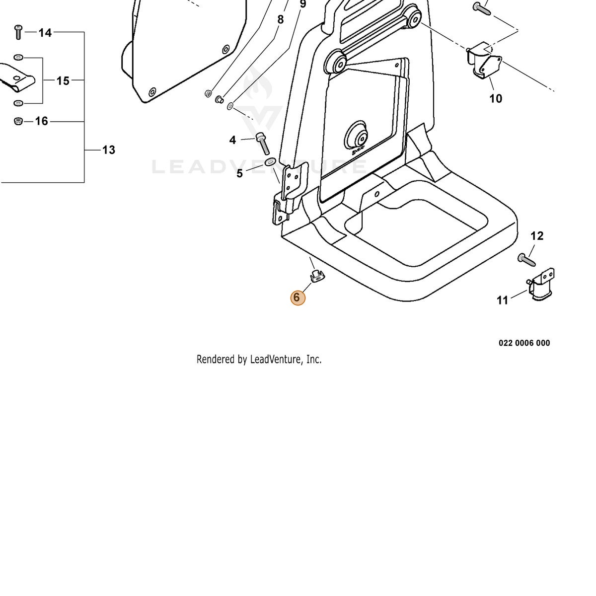 ECHO part C622000000 — IPL diagram snippet (6x zoom, amber highlight)