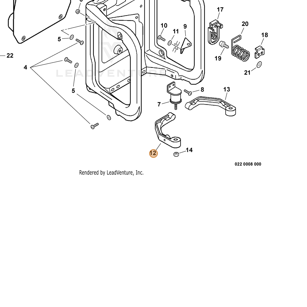 ECHO part C622000020 — IPL diagram snippet (6x zoom, amber highlight)