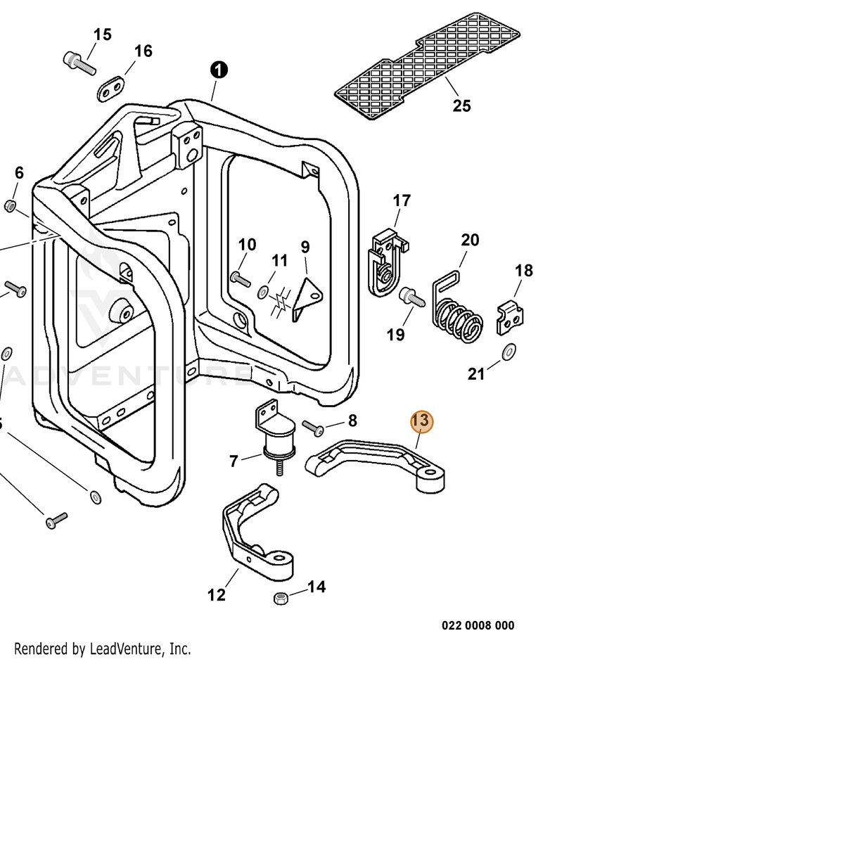 ECHO part C622000030 — IPL diagram snippet (6x zoom, amber highlight)