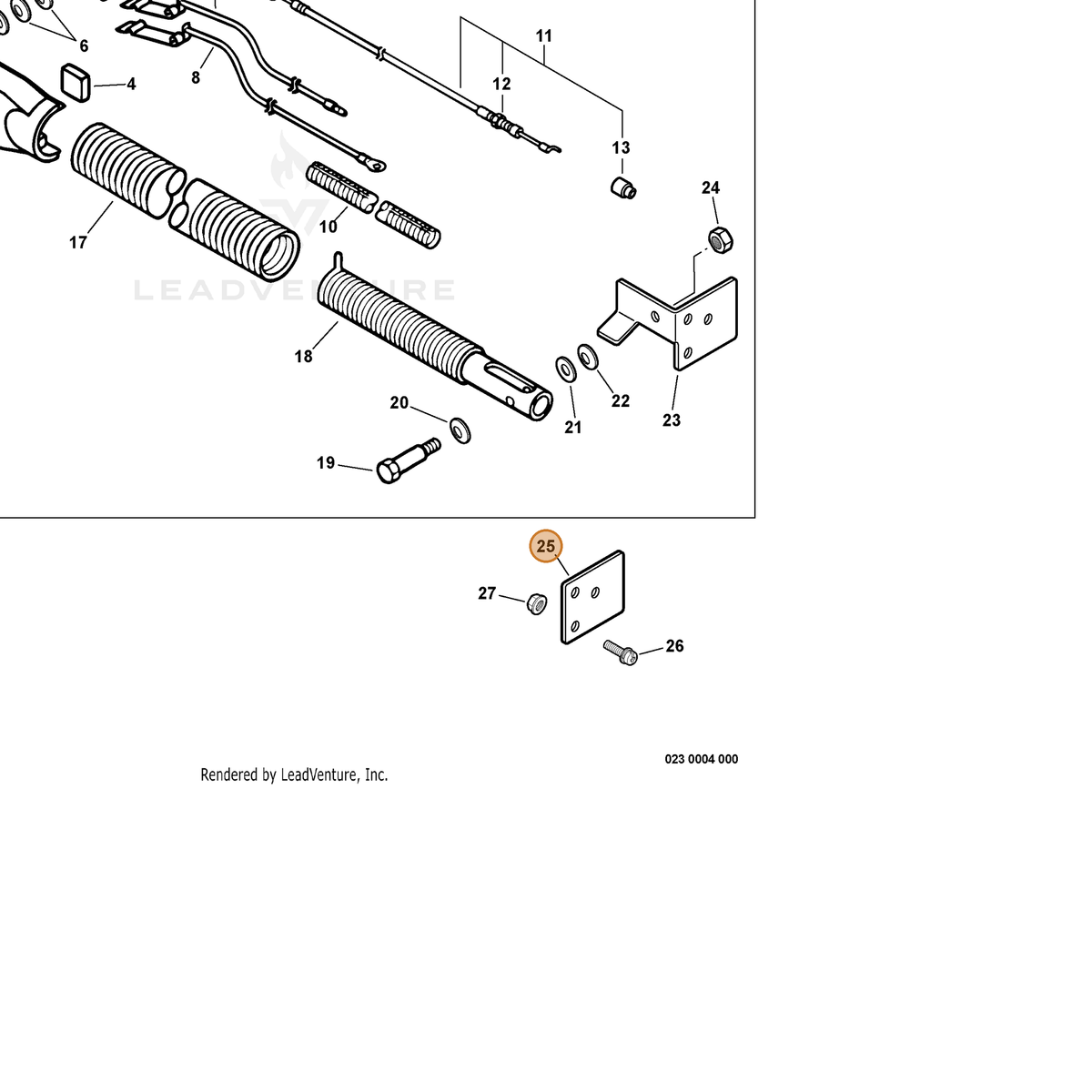 ECHO part C625000010 — IPL diagram snippet (6x zoom, amber highlight)