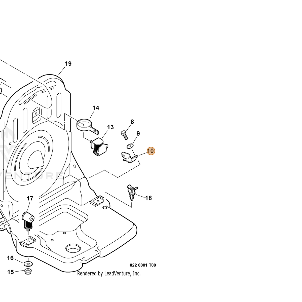 ECHO part C626000010 — IPL diagram snippet (6x zoom, amber highlight)