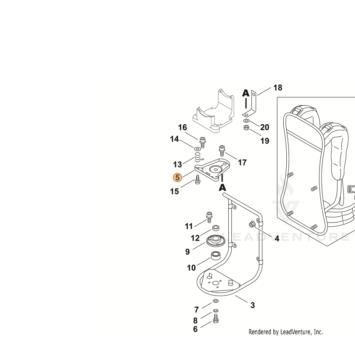 ECHO part C627000020 — IPL diagram snippet (6x zoom, amber highlight)