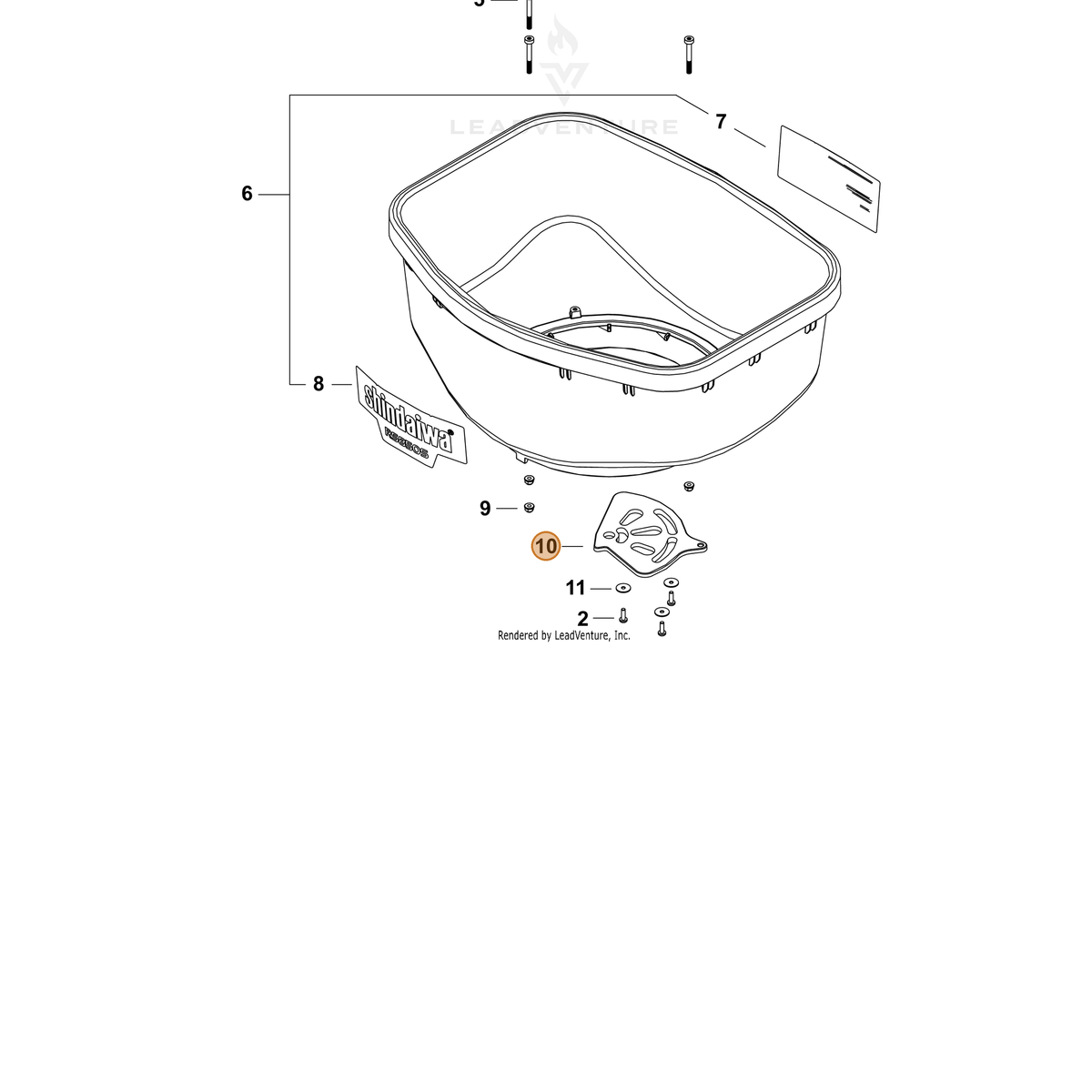 ECHO part C627000210 — IPL diagram snippet (6x zoom, amber highlight)