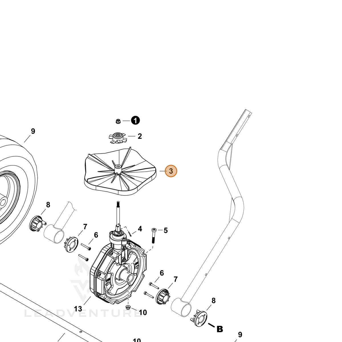 ECHO part C627000220 — IPL diagram snippet (6x zoom, amber highlight)