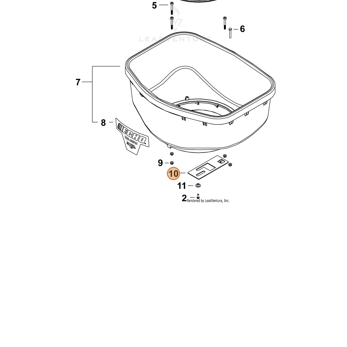 ECHO part C628000390 — IPL diagram snippet (6x zoom, amber highlight)