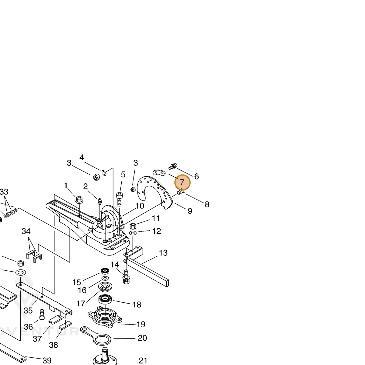 ECHO part C629000020 — IPL diagram snippet (6x zoom, amber highlight)