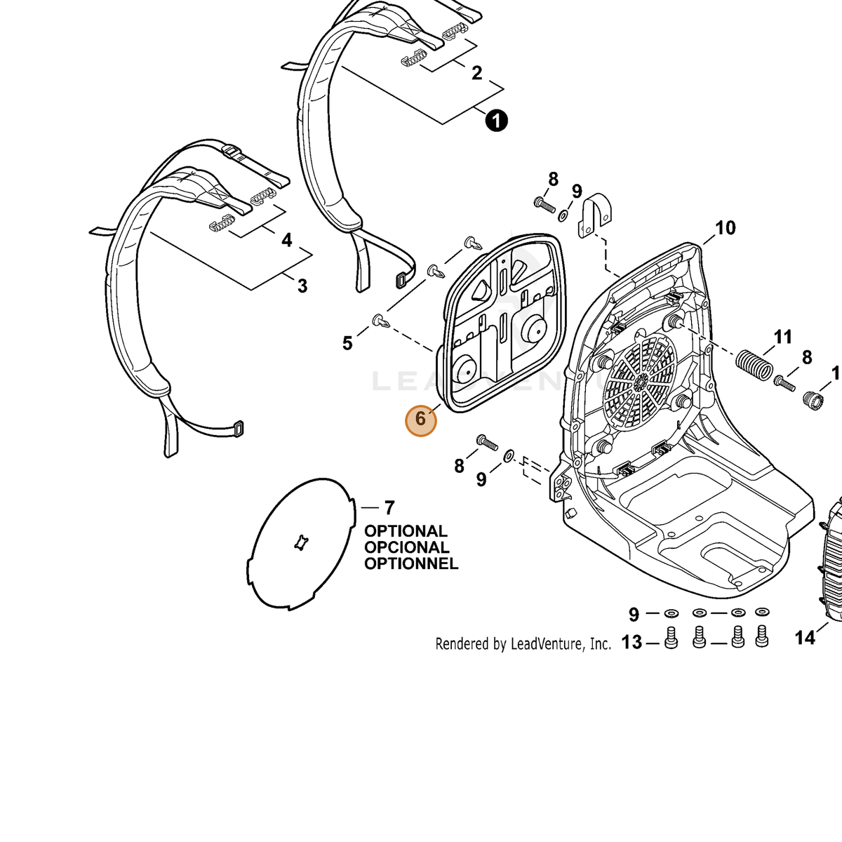 ECHO part C630000190 — IPL diagram snippet (6x zoom, amber highlight)