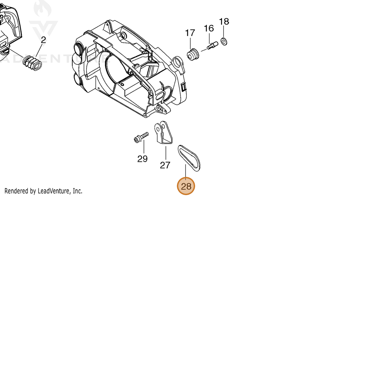 ECHO part C646000040 — IPL diagram snippet (6x zoom, amber highlight)