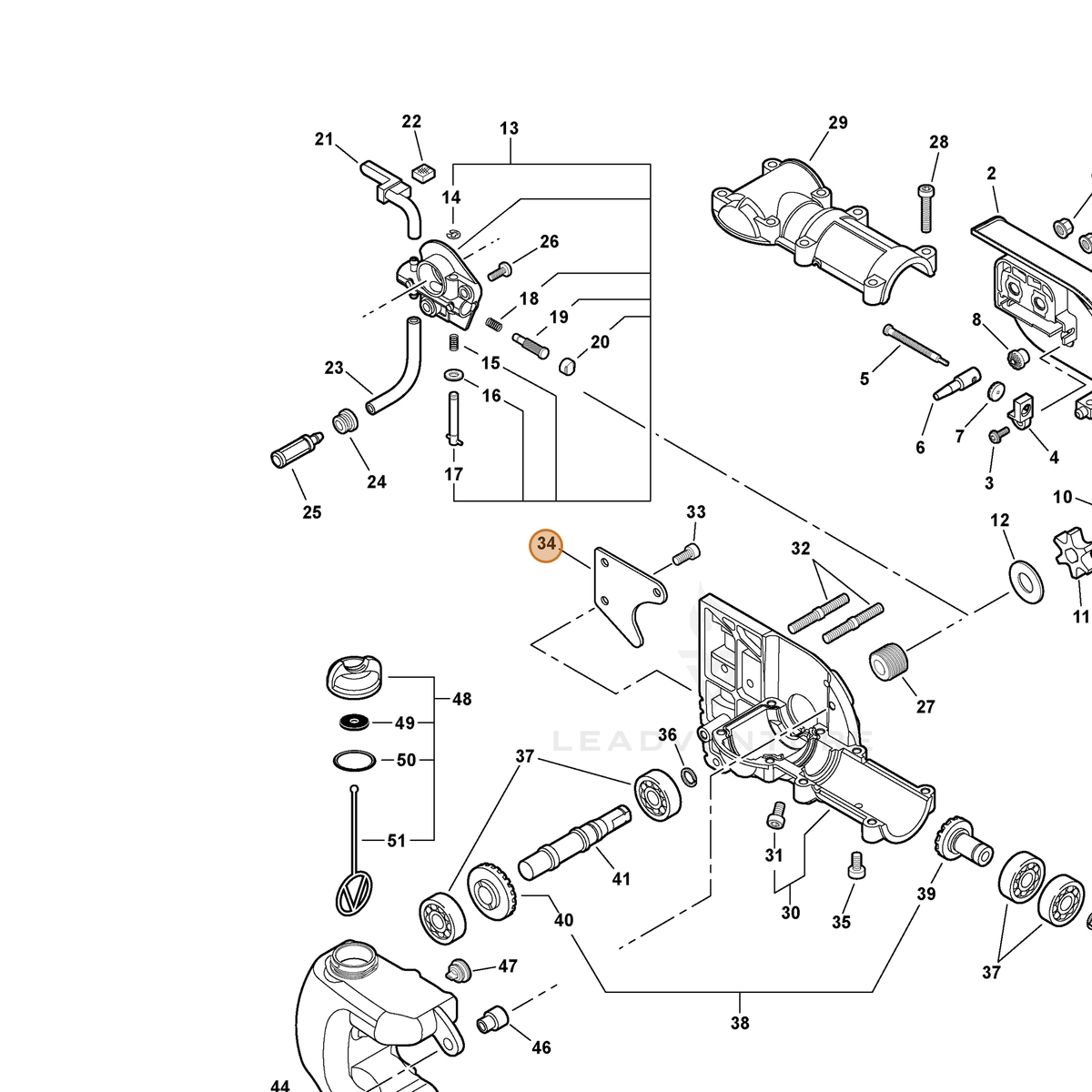 ECHO part C649000140 — IPL diagram snippet (6x zoom, amber highlight)