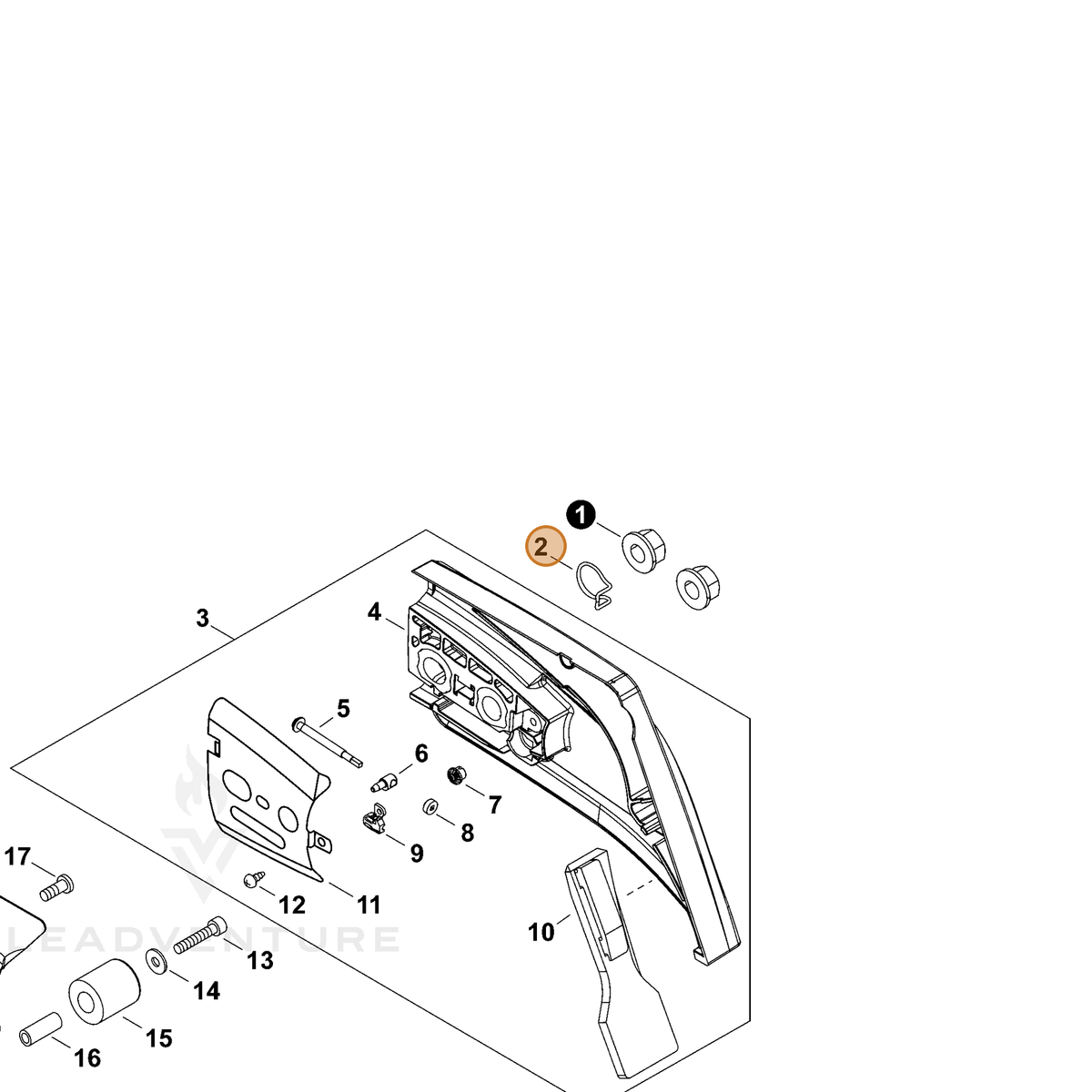 ECHO part C649000420 — IPL diagram snippet (6x zoom, amber highlight)