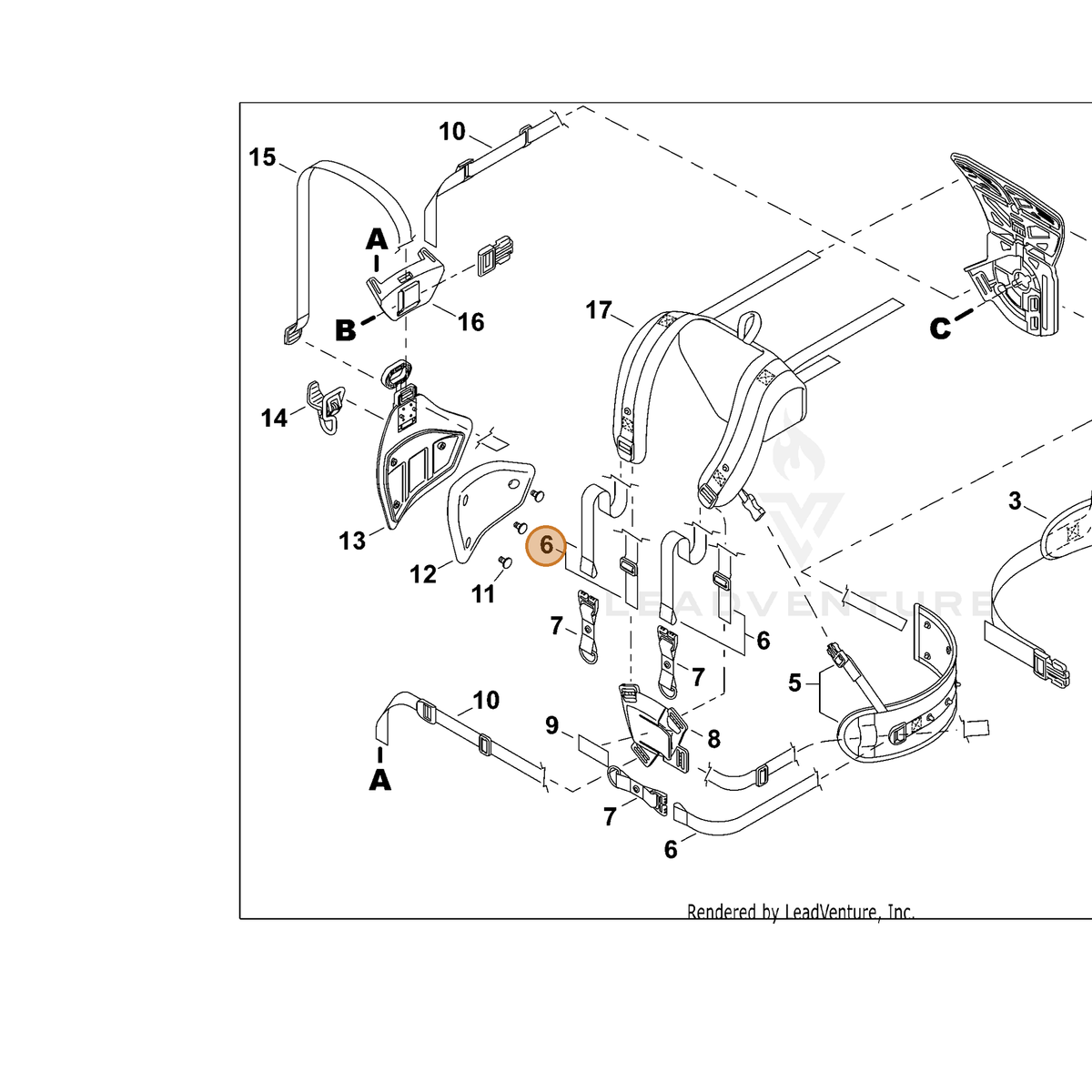 ECHO part C650000020 — IPL diagram snippet (6x zoom, amber highlight)