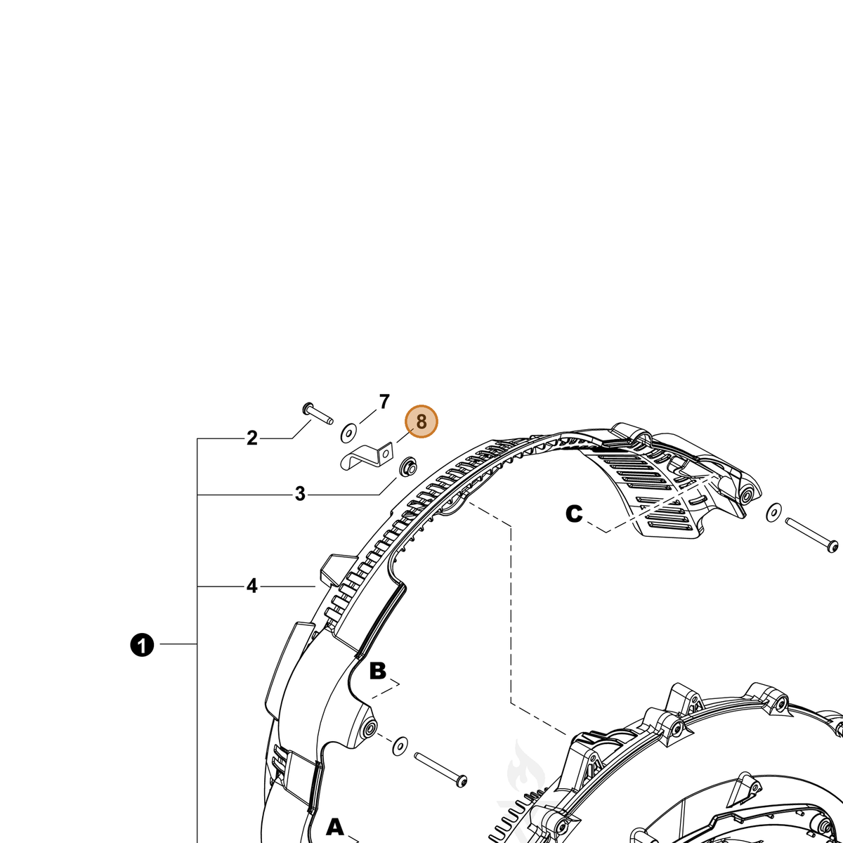 ECHO part C651000121 — IPL diagram snippet (6x zoom, amber highlight)
