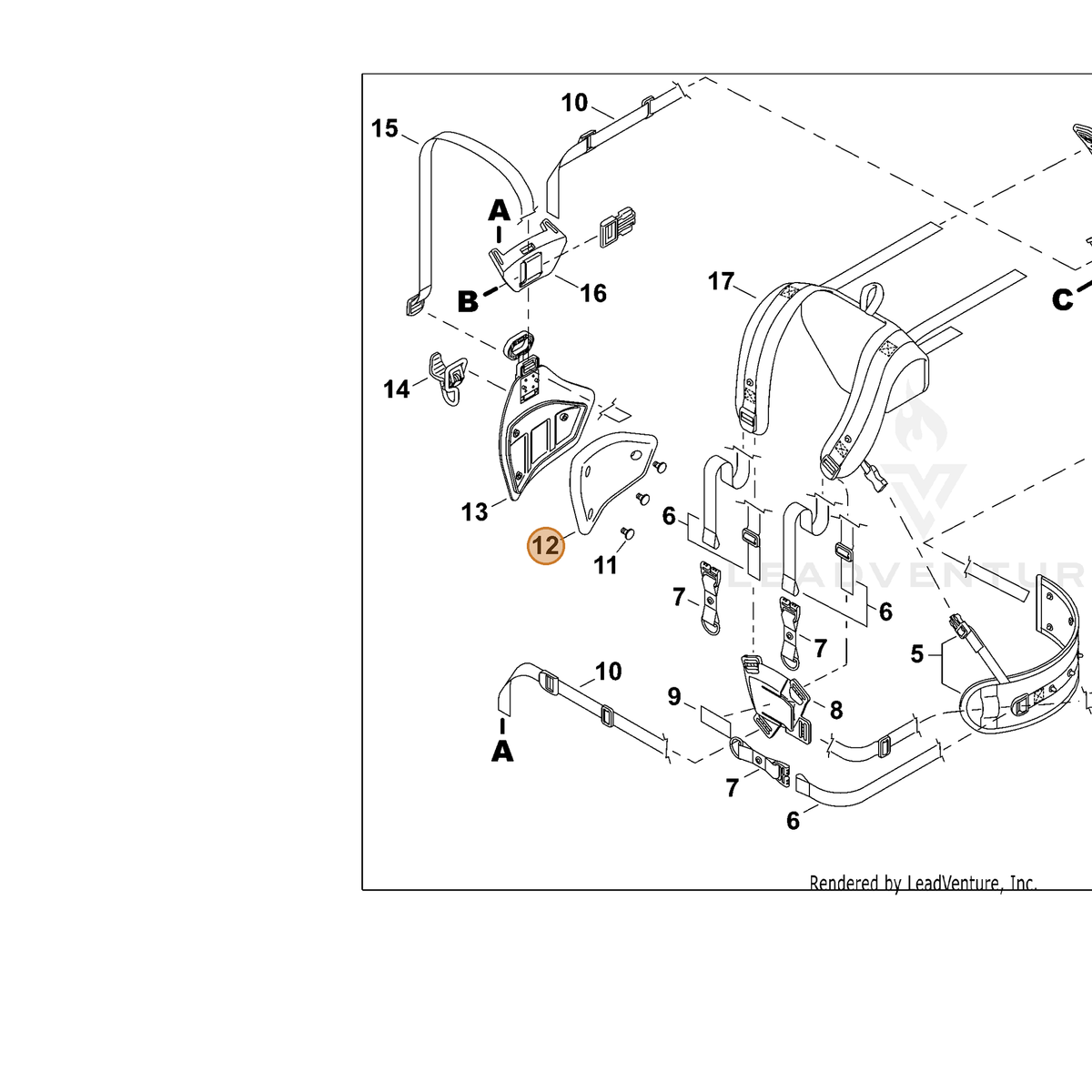ECHO part C652000080 — IPL diagram snippet (6x zoom, amber highlight)