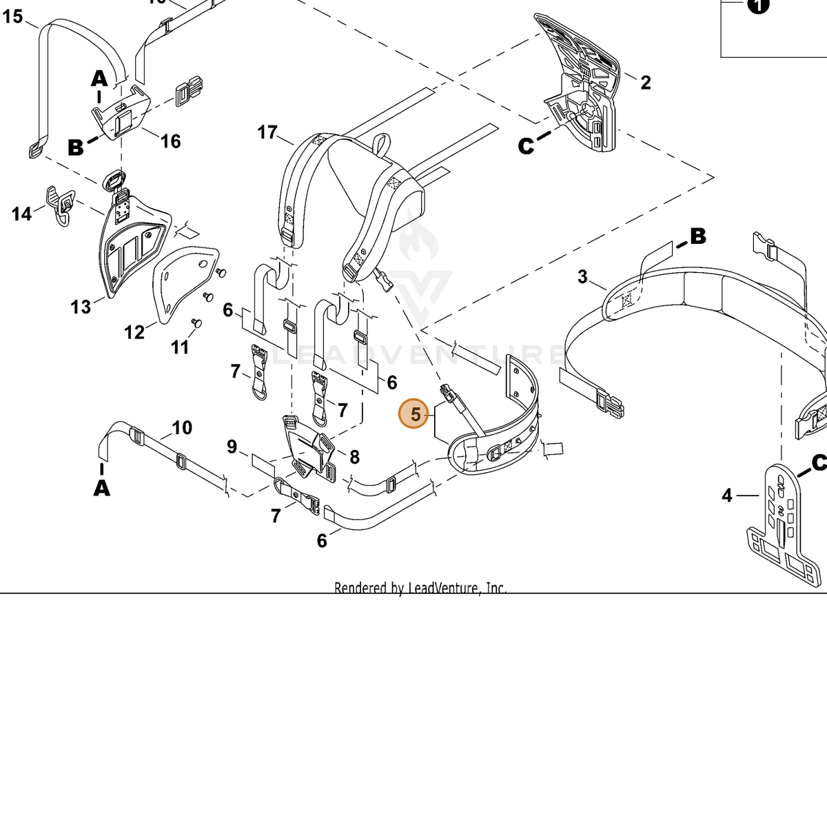 ECHO part C652000090 — IPL diagram snippet (6x zoom, amber highlight)