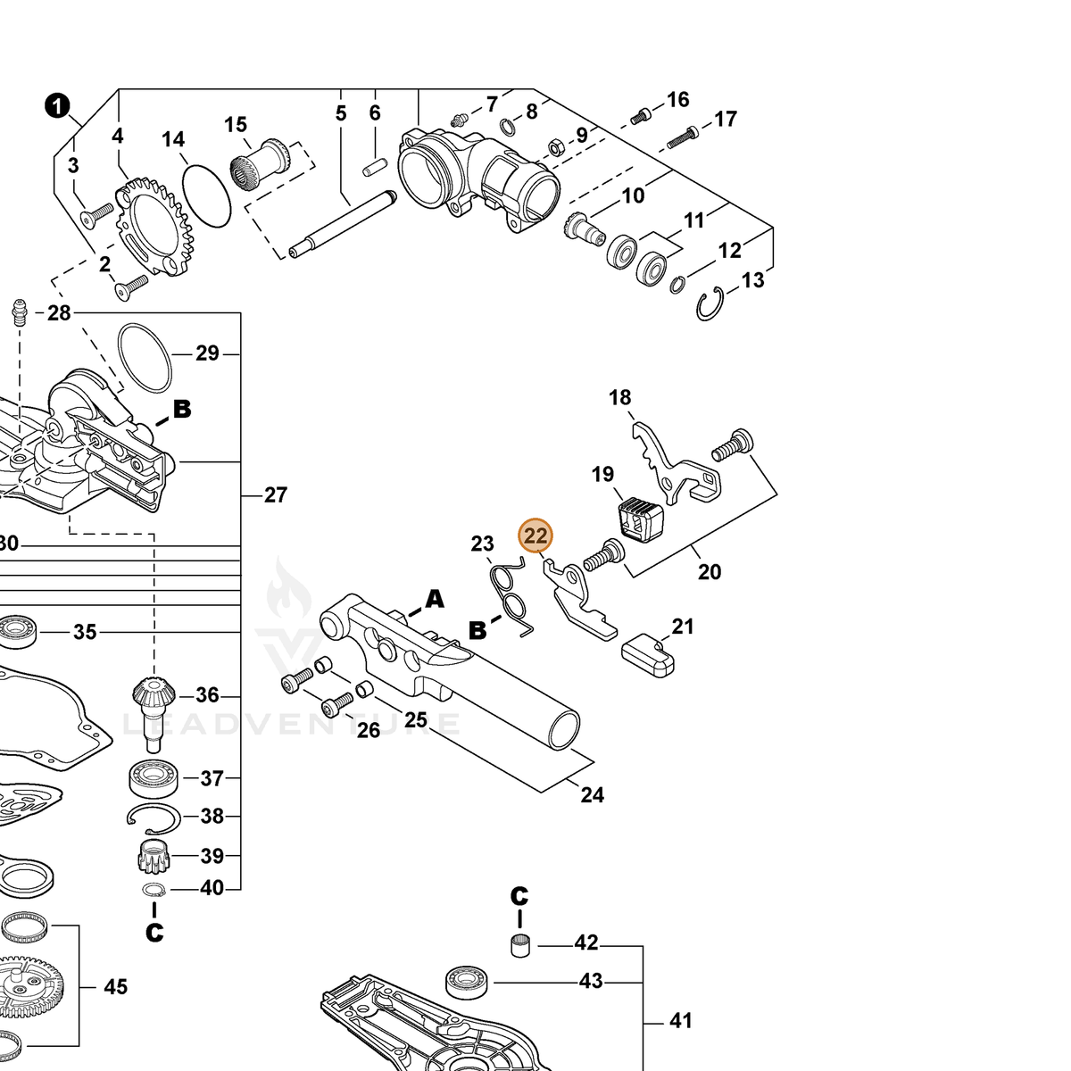 ECHO part C661000220 — IPL diagram snippet (6x zoom, amber highlight)