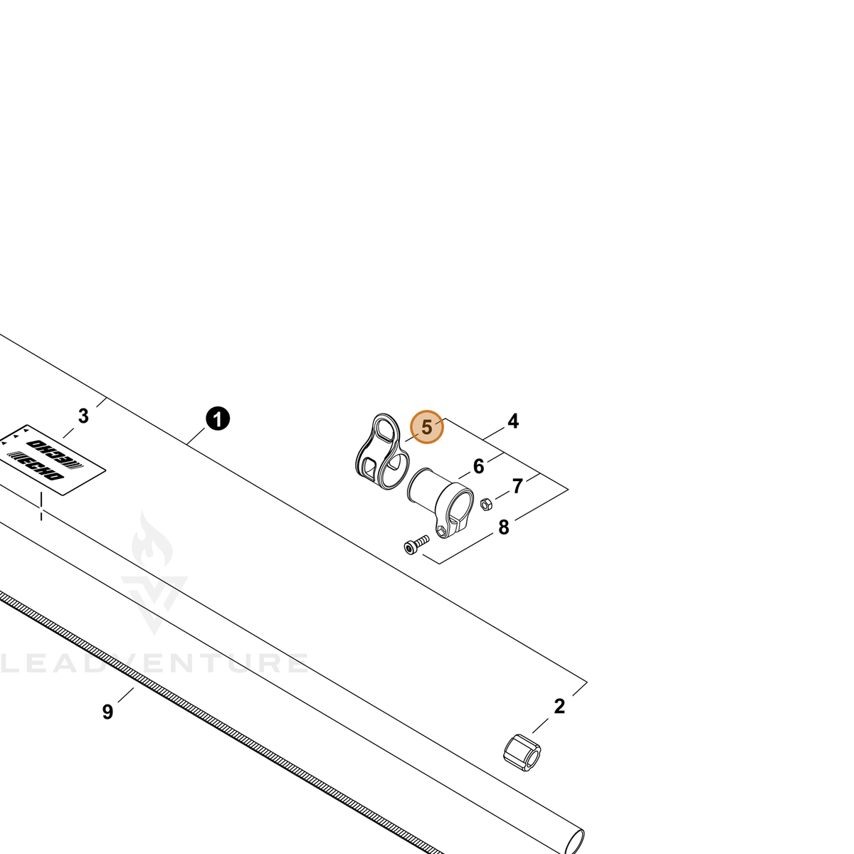 ECHO part C670000210 — IPL diagram snippet (6x zoom, amber highlight)