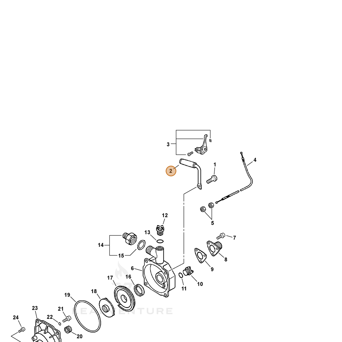 ECHO part C701000210 — IPL diagram snippet (6x zoom, amber highlight)