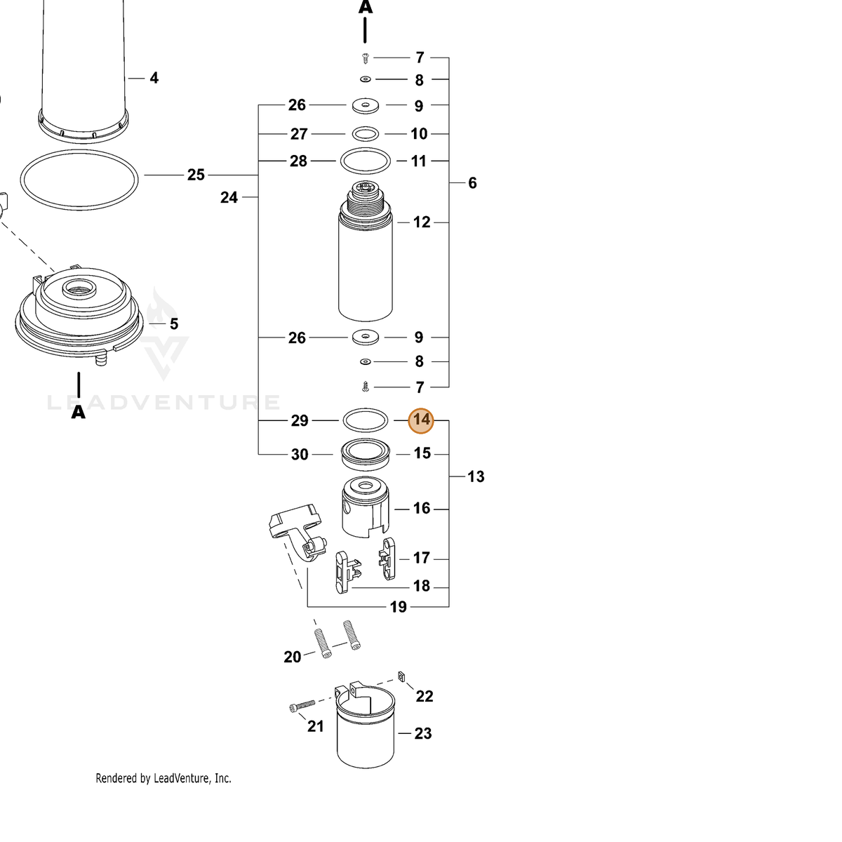 ECHO part CN011018 — IPL diagram snippet (6x zoom, amber highlight)