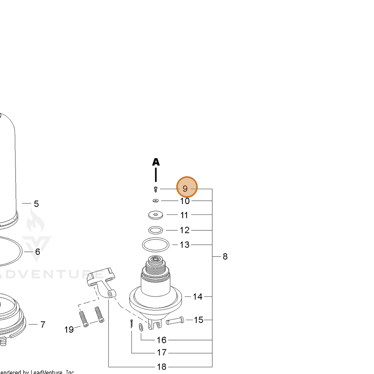 ECHO part CN011029 — IPL diagram snippet (6x zoom, amber highlight)