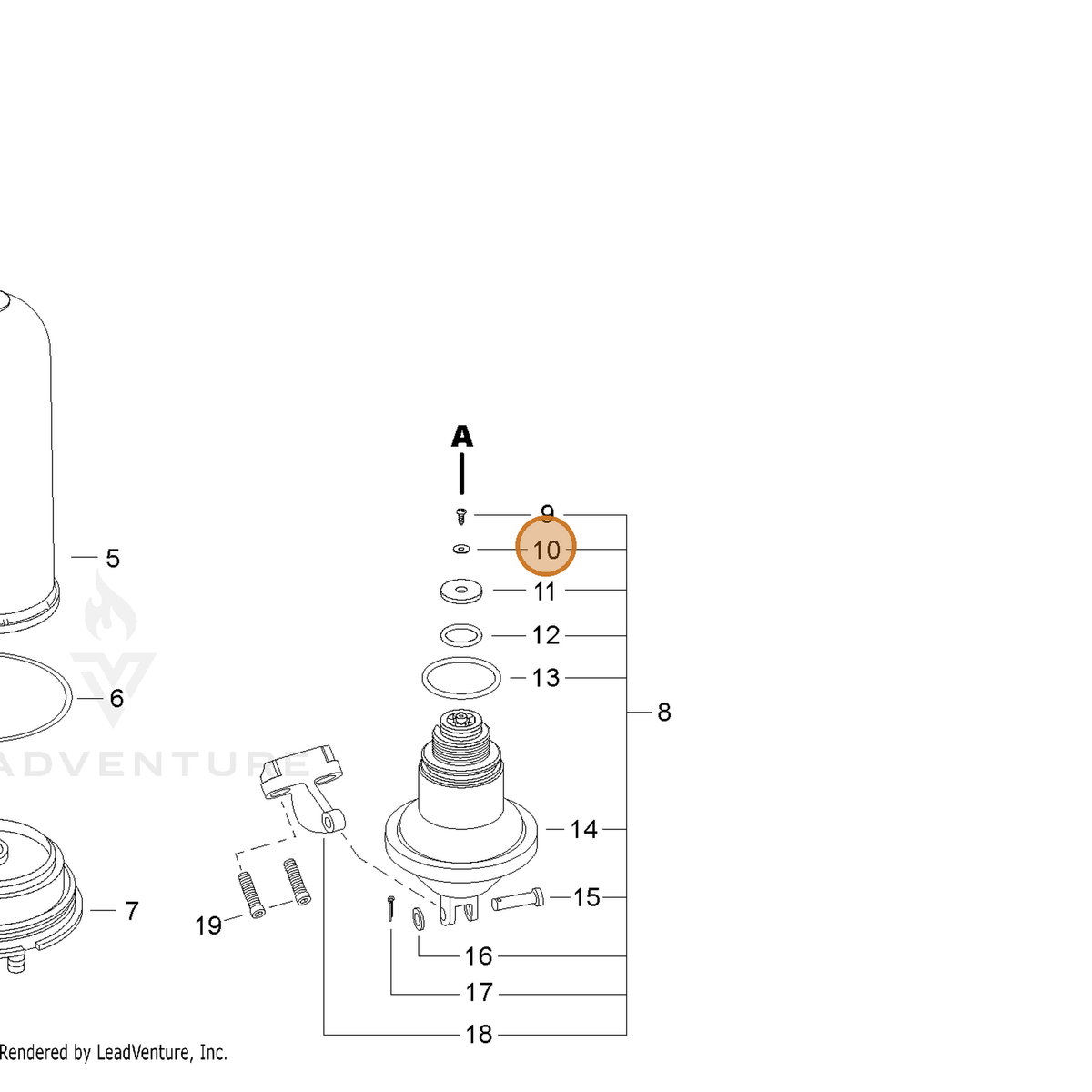 ECHO part CN011030 — IPL diagram snippet (6x zoom, amber highlight)