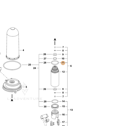 ECHO part CN011033-1 — IPL diagram snippet (6x zoom, amber highlight)