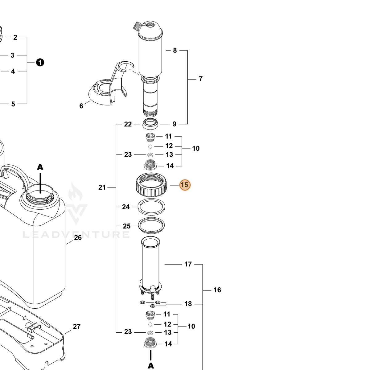 ECHO part CN011317-6 — IPL diagram snippet (6x zoom, amber highlight)