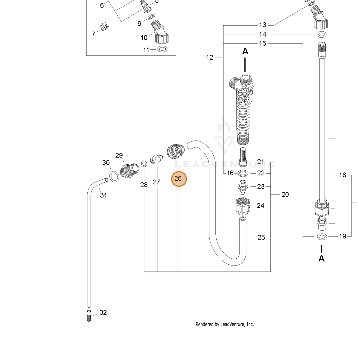 ECHO part CN1-3605 — IPL diagram snippet (6x zoom, amber highlight)