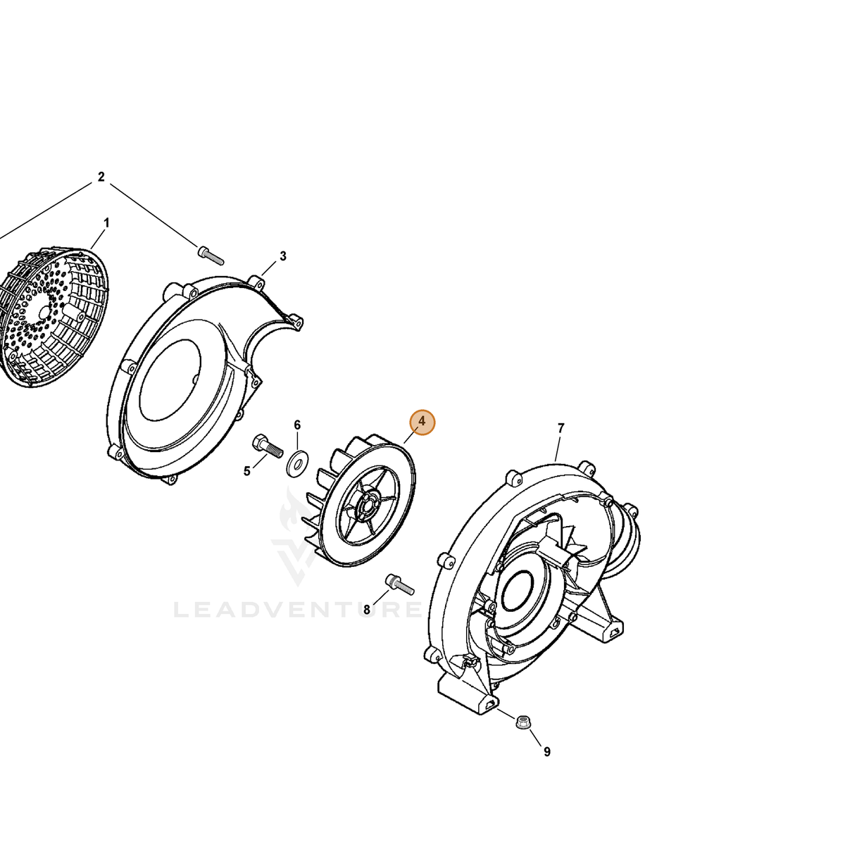 ECHO part E100000260 — IPL diagram snippet (6x zoom, amber highlight)