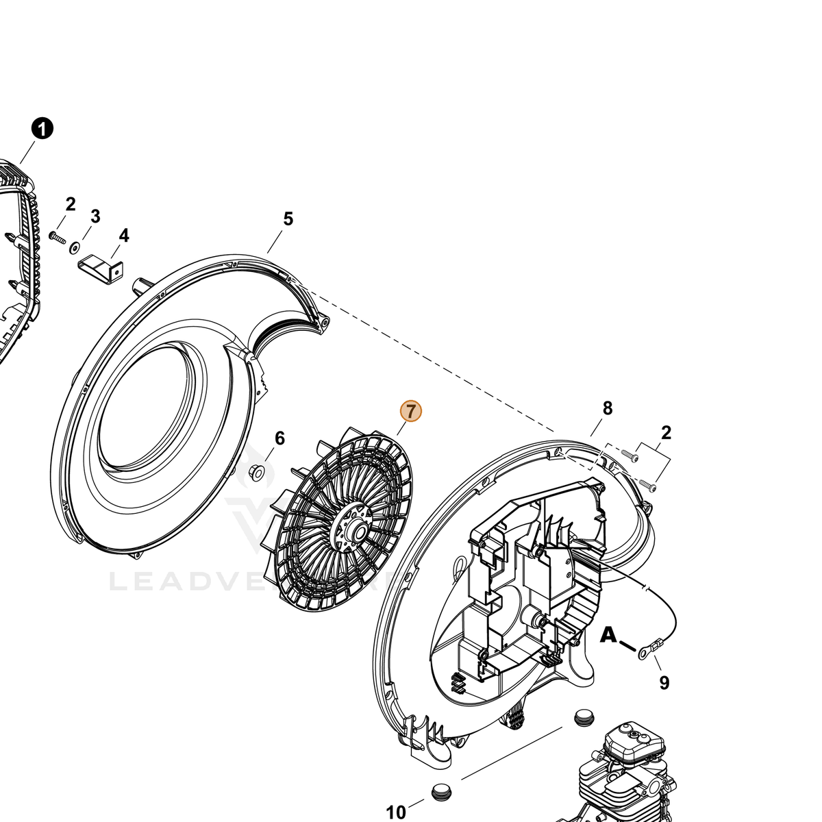 ECHO part E100000350 — IPL diagram snippet (6x zoom, amber highlight)
