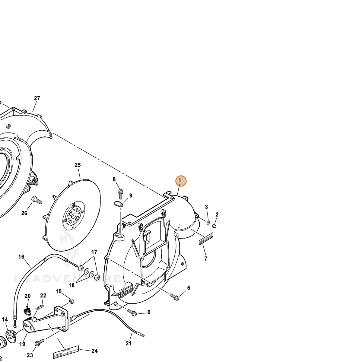 ECHO part E103000090 — IPL diagram snippet (6x zoom, amber highlight)