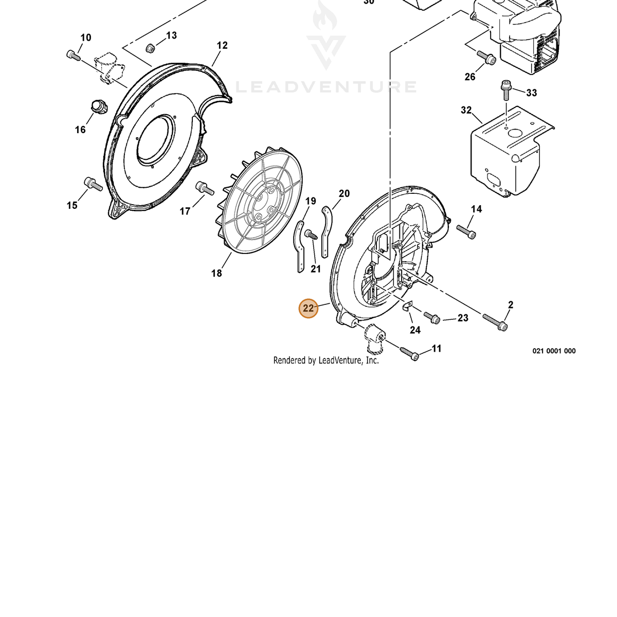 ECHO part E103000133 — IPL diagram snippet (6x zoom, amber highlight)
