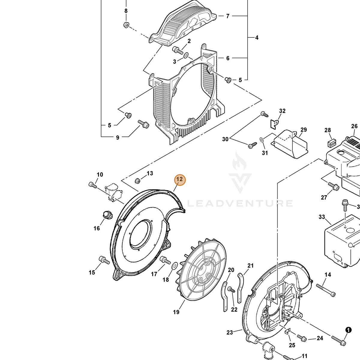 ECHO part E103000350 — IPL diagram snippet (6x zoom, amber highlight)