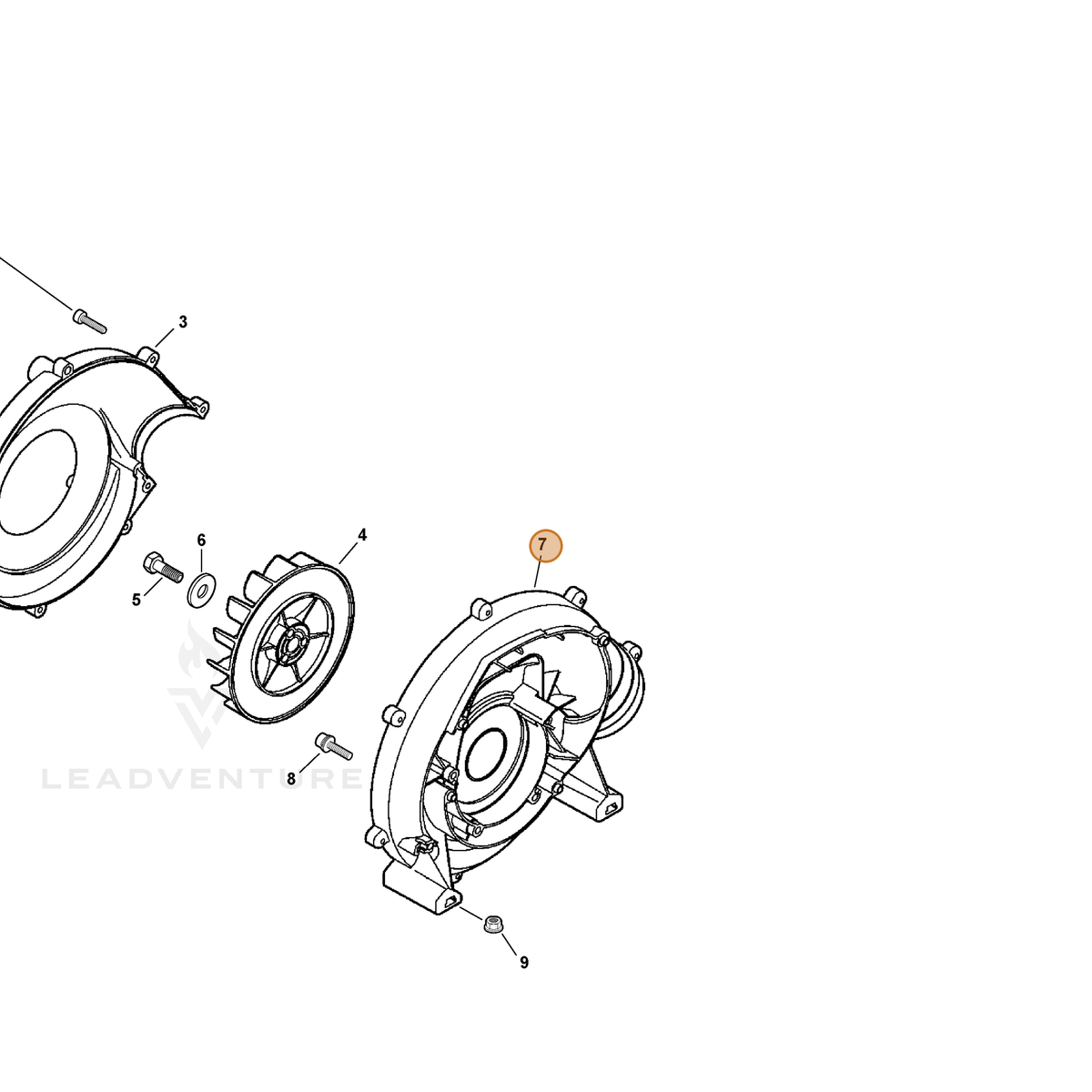 ECHO part E103000380 — IPL diagram snippet (6x zoom, amber highlight)