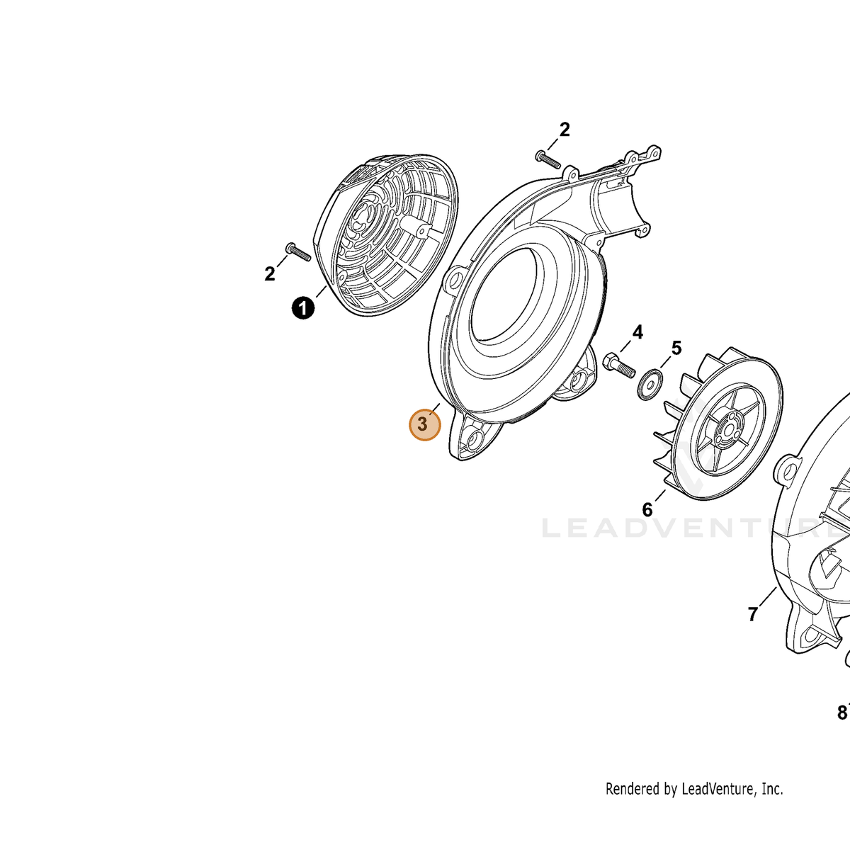 ECHO part E103000461 — IPL diagram snippet (6x zoom, amber highlight)