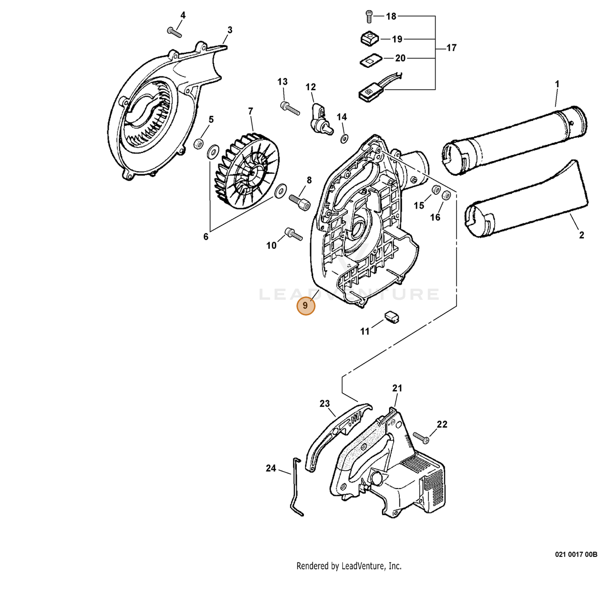 ECHO part E103000470 — IPL diagram snippet (6x zoom, amber highlight)